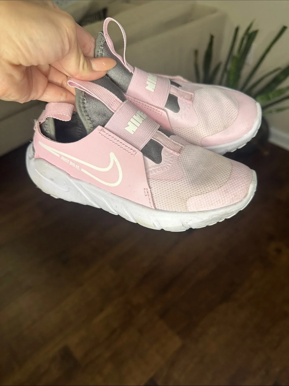 Nike Kids Pink and Gray Slip-On Sneakers